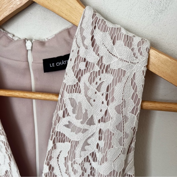 Le Château Cream Lace Midi Dress Sz 6 NWT Romantic High Low Bridal Cottagecore - Picture 5 of 13